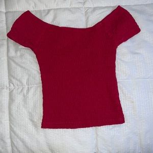 hot pink off the shoulder tight shirt